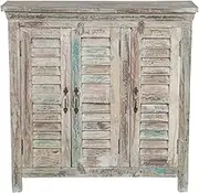 W93xDP30xH92 cm Sized Solid Recycled Wood Antiqued Finish Cupboard