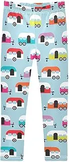 [GAIGEO] Cute Cartoon Foxes White Girls Leggings, Elastic Fit Toddler Leggings, Skin Friendly Waist