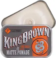 King Brown Matte Pomade - Dry hold kaolin clay and wax formula, Medium hold, earthy scent, perfect for matte look classics or textured styles, 75g