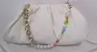 INC KJ Shoulder-Bag Crossbody White Vegan-Leather Beads Pearls Smiley 2-Straps