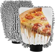 XYMZR Delicious Pizza Slices Absorbent Microfiber Car Wash Mitt, Funny Cute Anime Scratch Free for Cars Cleaning, Home Cleaning Mitts, 2 Pack, 10.24” L x 7.09” W