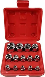 BLBMTCBCAG 14Pcs/Set Female E Type Bit Sockets Wrench Head E4 - E24 1/4" 3/8" Torx Star Sleeve Set Auto Repair Hand Tools Sheet Metal Tools