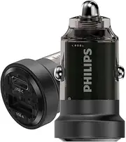 Philips Ultra Fast Dual USB-A/Type-C Port Car Charger For iPhone/Samsung Black