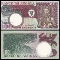 在飛比找Yahoo!奇摩拍賣優惠-全新UNC葡屬安哥拉100埃斯庫多紙幣外國錢幣1973年P-