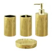 Bathroom Accessories Set, Toothbrush Holder, Soap Dispenser, Gold, Ceramic