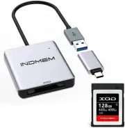 INDMEM 128GB XQD Memory Card w/ USB 3.0 Reader F/ Nikon D850/Z6//Panasonic S1