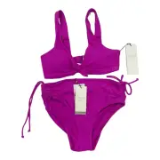 Calia By Carrie Underwood Bikini 2 Piece Ladies Xtra Small Lush Berry Tie Front