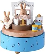 Woodylands Music Box. Bunny's Concert. Tennessee's Waltz Tune | D.11cm x 12cm Tall. Spinning Bunnys, Beechwood Material in a Premium Gift Box