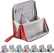 Standing Makeup Bag – Portable, Large Capacity, Makeup Bag with Compartments, Multi-Purpose Oxford Cloth Toiletry Bag (Red)