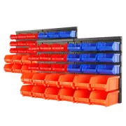 60Pc Workshop Parts Bins Wall Mounted Storage Tool Box Organiser Board Tray Rack