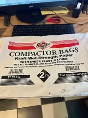 675186 OEM WHIRLPOOL Trash Compactor Bags Pre-Cuffed 2-Ply Double Fold PACK OF12