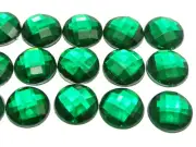 100 Green Acrylic Flatback Rhinestone Faceted Round Gems 14mm No Hole