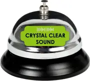 Classic Chrome Desk Bell, Chrome Silver Finish with Black Plastic Base, Perfect