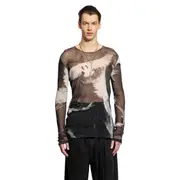 [ANN DEMEULEMEESTER] Greg ''Doves'' Print Long Sleeve T-Shirt Black