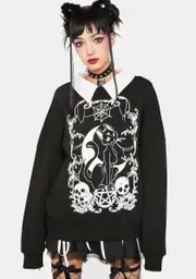 [The Grave Girls] Purrfect Match Collar Sweatshirt