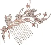 NOLITOY 1 PC Elegant Crystal Hair Comb Creative Cirrus Shape Hair Accessory Rose Gold for Weddings Parties Special Occasions Durable Material Beautifully Decorated with Crystals