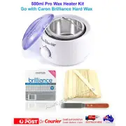 4pc Wax Warmer Heater Kit 500ml Pot Caronlab Brilliance Hard Wax Spatula