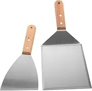 Milisten 2pcs Stainless Steel Griddle Spatula and Scraper Versatile Cooking Tools for BBQ Teppanyaki and Grilling Durable Easy to Clean Efficient Flipping and Cooking