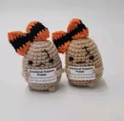 Emotional Support Potato Girl With Bow Crotched Brown And Positive Sign 2 Set
