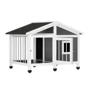 Large Wooden Dog Kennel House Outdoor Indoor Puppy Cabin Home Pet Shelter 72-GR