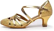 [HOBTEC] Women's Latin Salsa Closed Toe Synthetic Ballroom Dance Shoes Evening Wedding Pumps