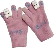 [JINZIJINYU] Ladies Knit Gloves Finger Bear Shape Gloves Winter Cycling Touch Screen Gloves Cold Protection Ski Gloves