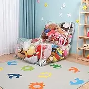 Large Clear Bean Bag Chair Cover for Stuffed Animal Storage,PVC Waterproof Beanbag Chairs with Zipper Toy Organizer Bag Sofa Lazy Sack Lounge Chair(70x55x65cm)