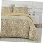 Duvet Cover Set 3Pcs 100% Cotton Paisley Bedding Set 800 Thread Full Khaki