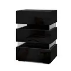 NNEDSZ Bedside Table Side Unit RGB LED Lamp 3 Drawers Nightstand Gloss Furniture
