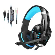 Gaming Headset Wired Headset 3.5mm Gaming Headset MIC LED Headphones Surround for PC Mac Laptop Phone -Blue