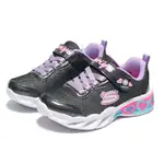 SKECHERS 運動鞋 SHIMMER SPELLS 黑銀 燈鞋 魔鬼氈 中童 (布魯克林) 302304LBKMT