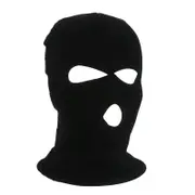 3 Hole Winter Knitted Mask Outdoor Sports Full Face Cover Warm Knit Balaclava for Adult-Black