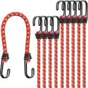 12" Elastic Bungee Cords with Hooks: 10 Pcs Bungee Cords Heavy Duty Outdoor, Bun