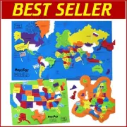 Interactive Geography Learning Puzzle with Capitals & Flags for Ages 5-13