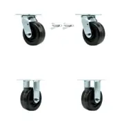 5 Inch Phenolic Caster Set with Ball Bearings 2 Swivel Lock 2 Rigid SCC