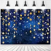 7x5ft Twinkle Twinkle Little Star Backdrops Navy Blue Galaxy Starry Night Gold Stars Photography Background for Adults Newborn Kids Birthday Baby Shower Party Decorations