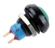 Apem PUSH BUTTON SWITCH 5A Momentary SPST IP67, Panel Mount, Solder GREEN