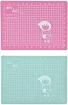 Pokinge 2Pcs A6 Self Healing Cutting Mat Non-Slip PVC Gridded Cutting Pad DIY Engraving Board Precision Project Scrapbooking Mat For Sewing Crafts