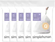 Simplehuman Code Q 100 Count, Genuine Custom Fit Liners, Drawstring Trash Bags i