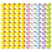 100 Pcs Tiny Ducks Set Decoration Realistic Shape Durable Resin Adorable Ducks for Christmas Birthday Party Children's Day