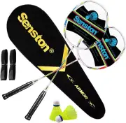 Senston Badminton Racket Set of 2 Graphite Shaft Badminton Racquet Set Including