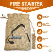 Ferro Rod Flint Fire Starter Kit: Lanyard Cord, Whistle, and Tinder Wick - Ul...