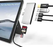 KETAKY Pro Surface Pro 4/5/6 USB Hub Docking Station, 1xUSB3.0 + 2X USB2.0 Ports, SD + TF Card Slot, 4K@30Hz HDMI Port Converter Accessories