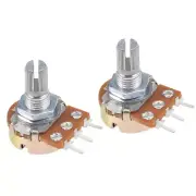 10K Ohm Linear Taper Potentiometer Knurled Shaft 3-Pin Variable Resistors 2pcs