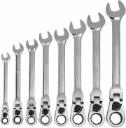 8 Piece Reversible Flex-Head Ratcheting Combination Wrench Set, SAE, Williams