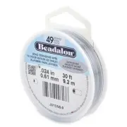 49 Strand Stainless Steel Bead Stringing Wire, .024 in / 0.61 mm, Satin Silve...