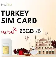 travSIM SIM Card for Turkey | 30 Days - 25GB Data SIM | 5G/4G High Speed Data | Unlimited Internet Access for Google, Facebook, Whatsapp, Instagram and More