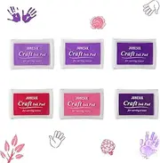 Set of 6 Purple Ink Pads for Fingerprints, for Creative Design, Crafts, Creative Design and Paper Craft, Fabric Painting, Crafts, Ink Pad Set