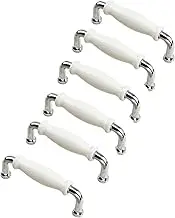 6PCS Cupboard Handle, Ceramic Zinc Alloy Cabinet Handle, Kitchen Drawer Door Handles, Door Knobs for Replacement, for Drawer, Kitchen Cabinet, Bathroom Cabinet, Wardrobe Door(Hole Centre: 96mm)