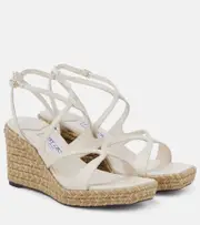 [Jimmy Choo] Jimmy Choo Ayla 85 leather espadrille wedges AU 11 metallic